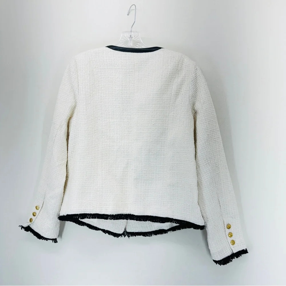 G by Giuliana Womens Faux Tweed Jacket Blazer Ivory Medium Career Casual Modest - Picture 4 of 12
